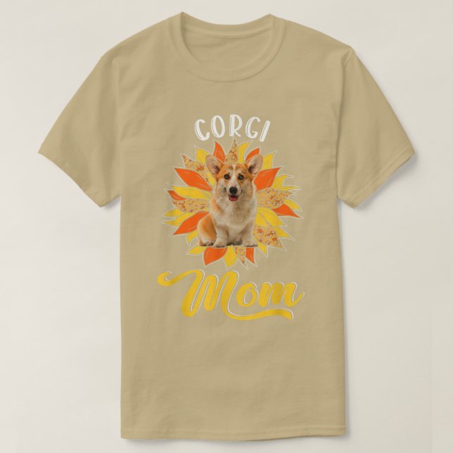 Camiseta Corgi Mom Leopard Sunflower Dog Lover Happy Mother (Diseño del anverso)