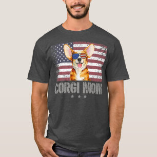 Camiseta Corgi Mom Retrousa 4th Of July Sunglass American F