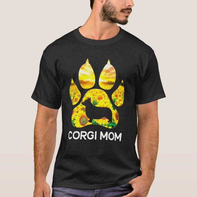 Camiseta Corgi Mom Sunflower Corgi Dog Mom Mama (Anverso)