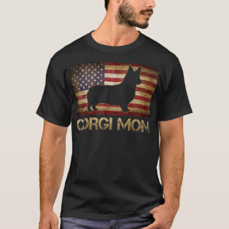 Camiseta Corgi Mom Vintage Bandera Americana Patriótica Per