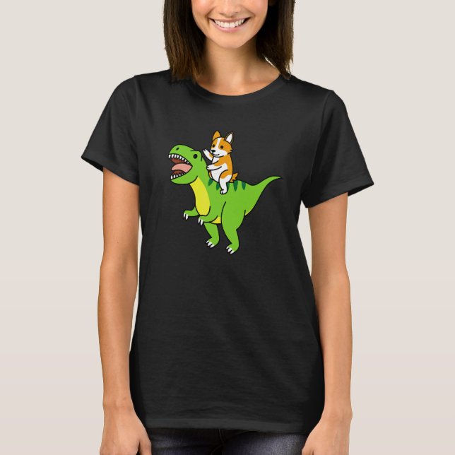 Camiseta Corgi montando perro dinosaurio Rex (Anverso)