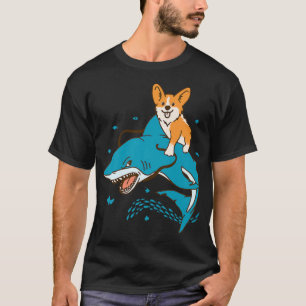 Camiseta Corgi Montando Tiburón, Regalos De Perros Para Ama