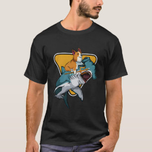 Camiseta Corgi Montando Un Perro De Tiburón De Cabeza De Ma