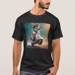 Camiseta Corgi Moped Bike Road Viaje Velocidad Perros de av