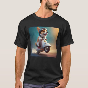 Camiseta Corgi Moto Bicicleta Viaje por Carretera Aventura