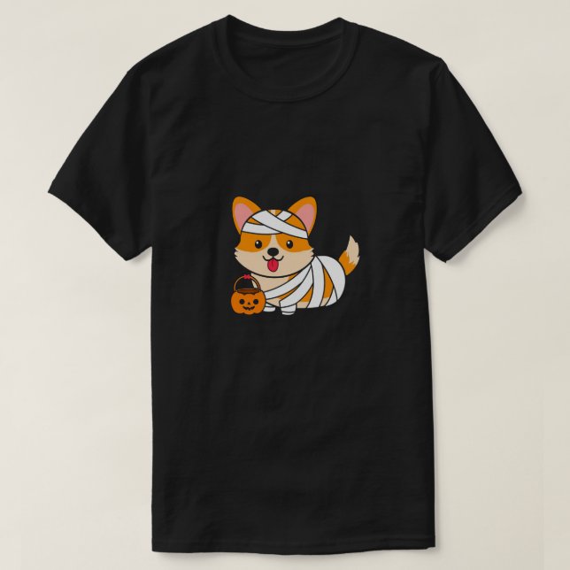 Camiseta Corgi Mummy Halloween (Diseño del anverso)