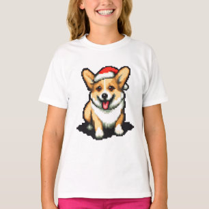 Camiseta Corgi Navidades de Santa hat Pixel arte