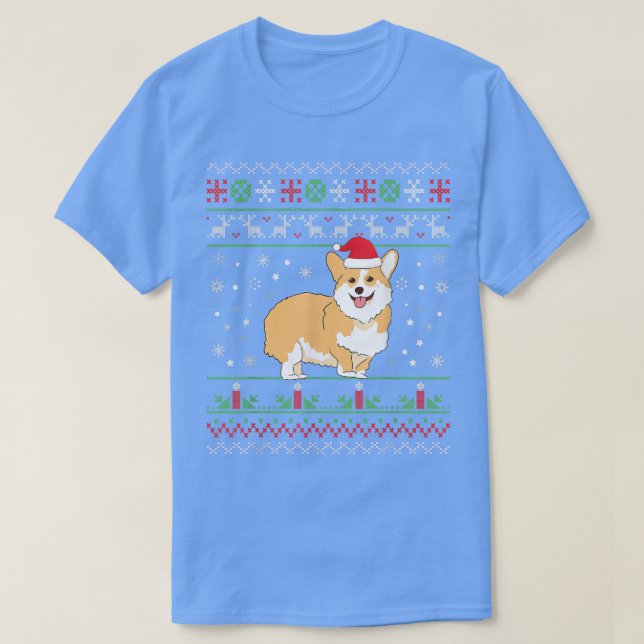 Camiseta Corgi Navidades feos Pajama Tree iluminan el cuerp (Diseño del anverso)