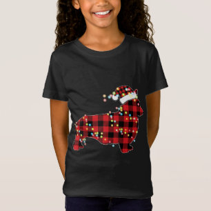 Camiseta Corgi Navidades Red Plaid Buffalo Pajamas Xmas Per