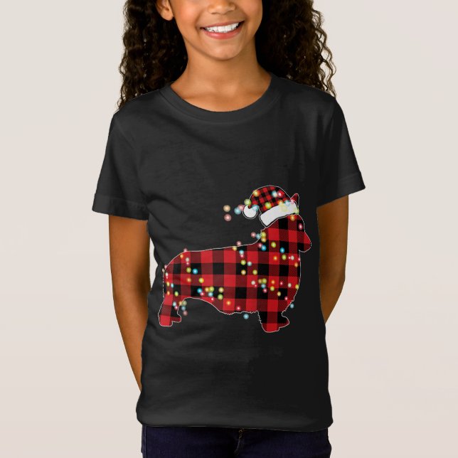 Camiseta Corgi Navidades Red Plaid Buffalo Pajamas Xmas Per (Anverso)