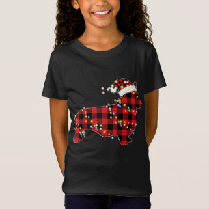 Camiseta Corgi Navidades Red Plaid Buffalo Pajamas Xmas Per