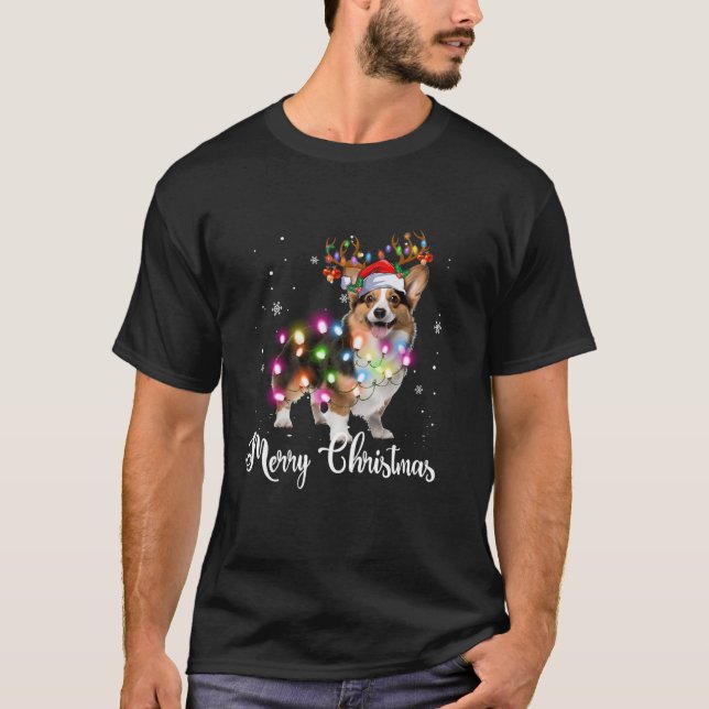 Camiseta Corgi Navidades Reindeer Perro Lover T Shirt (Anverso)