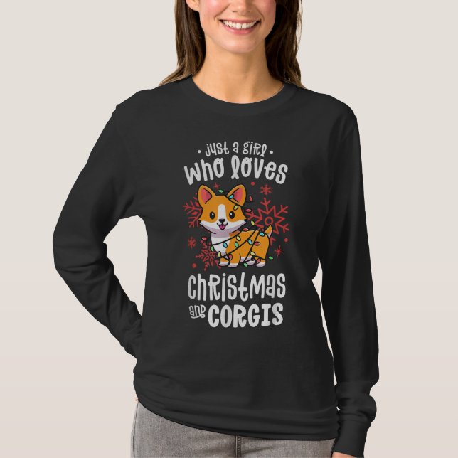Camiseta Corgi Navidades Sólo Un Chica Que Ama La Navidad D (Anverso)