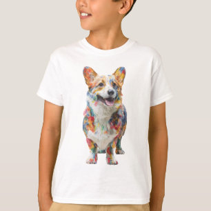 Camiseta Corgi Niños Salpicaduras de Pintura Colorida