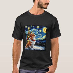 Camiseta Corgi Noche Estrellada Navidad Van Gogh Perro Sant