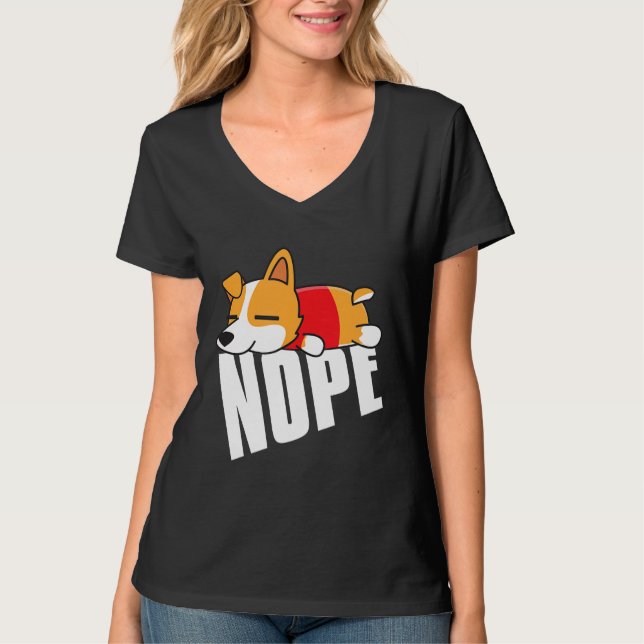 Camiseta Corgi Nope Lazy Corgi (Anverso)