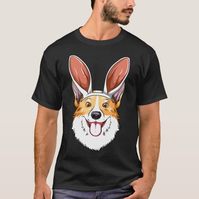 Camiseta Corgi orejas de conejo de Pascua Corgi   (Anverso)