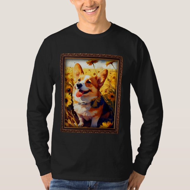 Camiseta Corgi Painting Sunflower Flower Mom Women Floral   (Anverso)