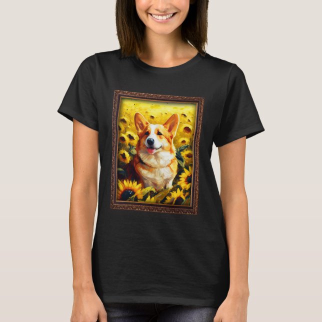 Camiseta Corgi Painting Sunflower Flower Mom Women Floral   (Anverso)