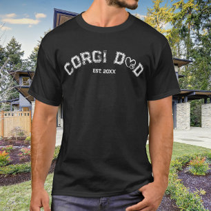 Camiseta Corgi Papá Corazón Pata Distressed Blanco