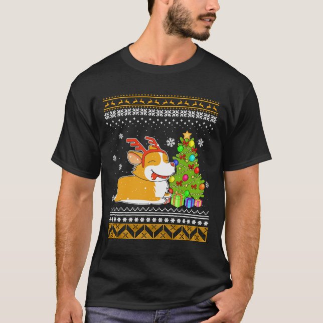 Camiseta Corgi Para Navidades Navidades Gif Para Perro (Anverso)