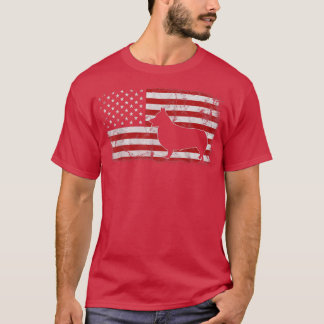 Camiseta Corgi Perro americano Bandera de los Estados Unido