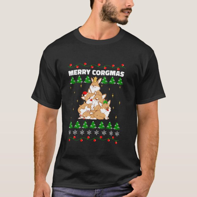 Camiseta Corgi Perro Árbol de Navidad Animales Que Adoran N (Anverso)