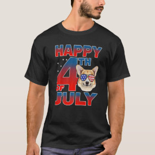 Camiseta Corgi Perro Bandera Americana Glass Happy 4 De Jul