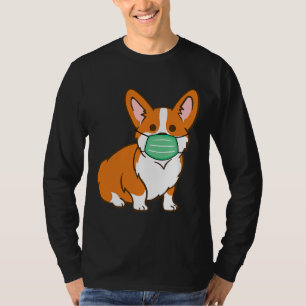 Camiseta Corgi Perro Cara Máscara Antivirus de distanciamie