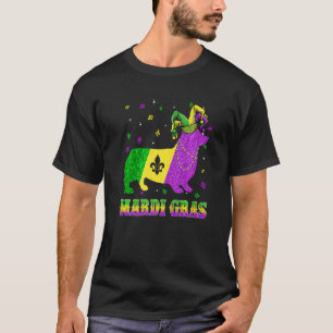 Camiseta Corgi Perro Carnaval Mardi Gras Bufón Cuentas Prem