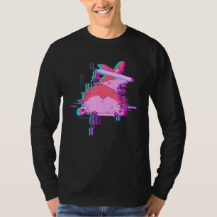 Camiseta Corgi Perro con Ojos Censurados Glitch Vaporwave