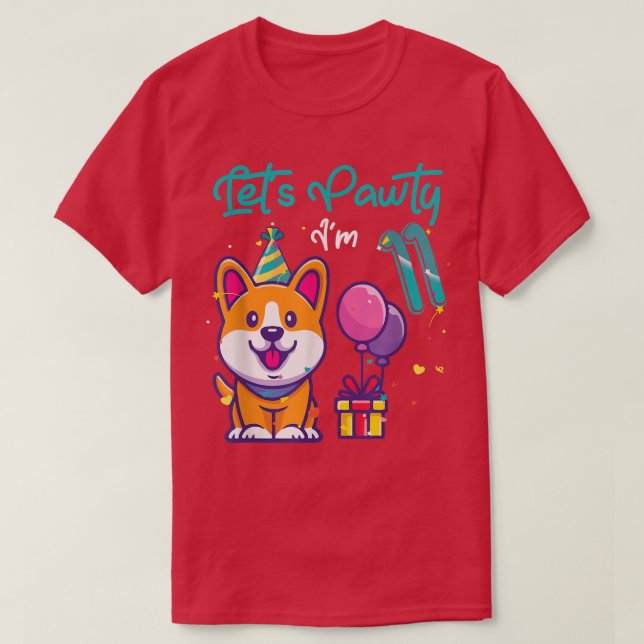 Camiseta Corgi Perro de 11 años, 11º cumpleaños (Diseño del anverso)