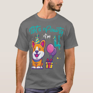 Camiseta Corgi Perro de 4 años, amante del cuarto cumpleaño