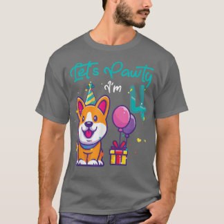 Camiseta Corgi Perro de 4 años, amante del cuarto cumpleaño