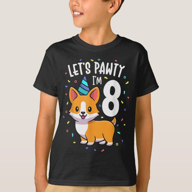 Camiseta Corgi Perro de 8 años, ama 8 cumpleaños fuera (Anverso)