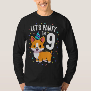 Camiseta Corgi Perro de 9 años ama Novena fiesta de cumplea