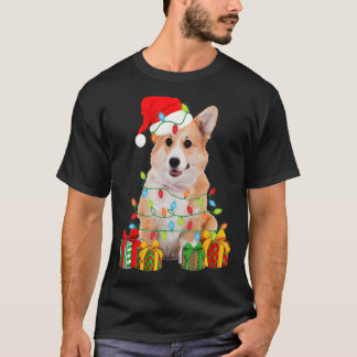 Camiseta Corgi perro de Navidad Luces de Navidad Cachorro