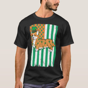 Camiseta Corgi Perro Duende Bandera Americana Irlandesa St 