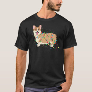 Camiseta Corgi Perro Enredado En Luces De árbol De Navidad