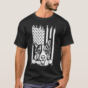 Camiseta Corgi perro estadounidense bandera artística de EE