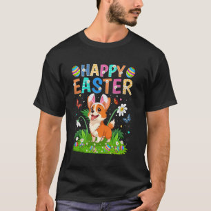 Camiseta Corgi Perro Feliz Pascua Caza de Huevos Oreja de C
