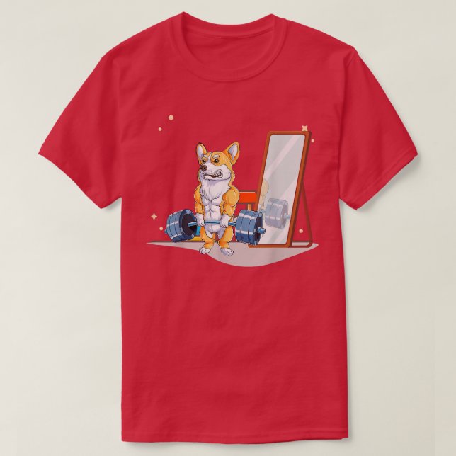 Camiseta Corgi Perro Halterofilia Hombres Gimnasio Fitness (Diseño del anverso)