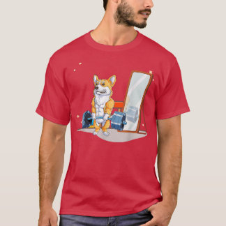 Camiseta Corgi Perro Halterofilia Hombres Gimnasio Fitness