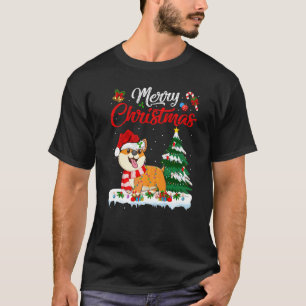 Camiseta Corgi Perro Navidad Luces Corgi Feliz Navidad
