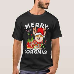 Camiseta Corgi Perro reno Merry Corgmas Santa Corgi Chris