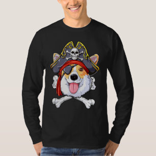 Camiseta Corgi Pirate Costume Jolly Roger Bandera Skull Cro