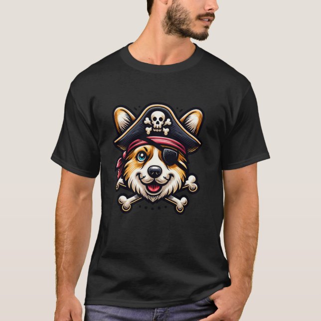 Camiseta Corgi Pirate Costume Skull Crossbone Dog Lover Ha (Anverso)