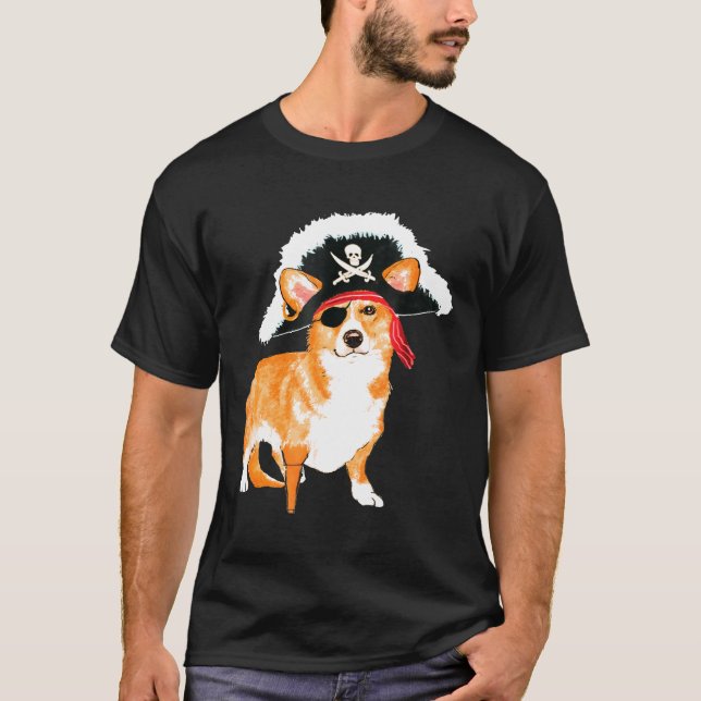 Camiseta Corgi Pirate Halloween Costume de perro T (Anverso)