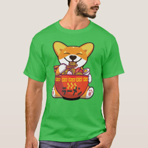 Camiseta CORGI POWEED BY RAMEN Kawaii Corgi Comiendo Rame