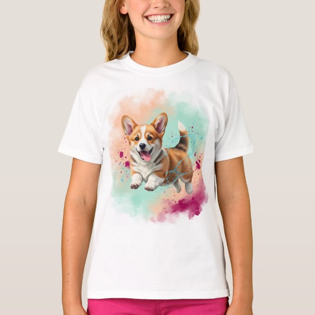 Camiseta Corgi Puppy por Natasha Us (Anverso)